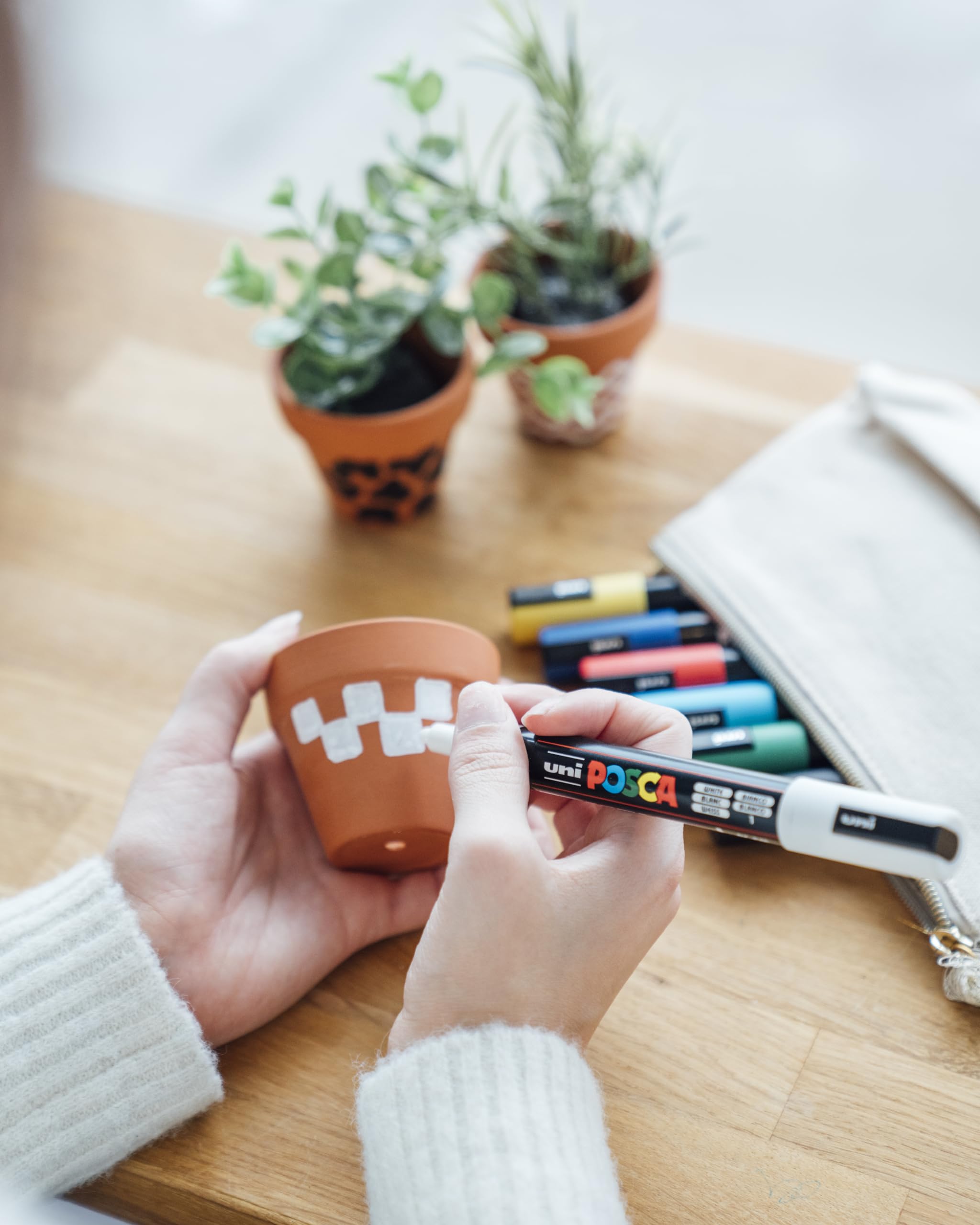 Posca Paint Art Markers, Set of 15 5M Medium Acrylic Markers with Reversible Tips, Artist Recommended Paint Pens for Gifts, Decorations, Fabric, Metal, Windows, Wood and Canvas