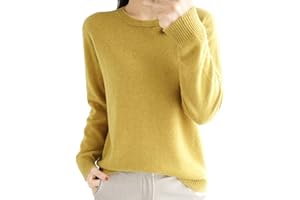 GENERIC Cashmere Sweaters for Women 2025 Fall Winter Crew Neck Long Sleeve Merino Wool Shirt Casual Loose Knit Tops Pullover