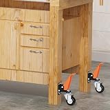 Ronlap 2.5" Heavy Duty Retractable Casters 4 Pack Workbench Wheels 300KG Side view 7