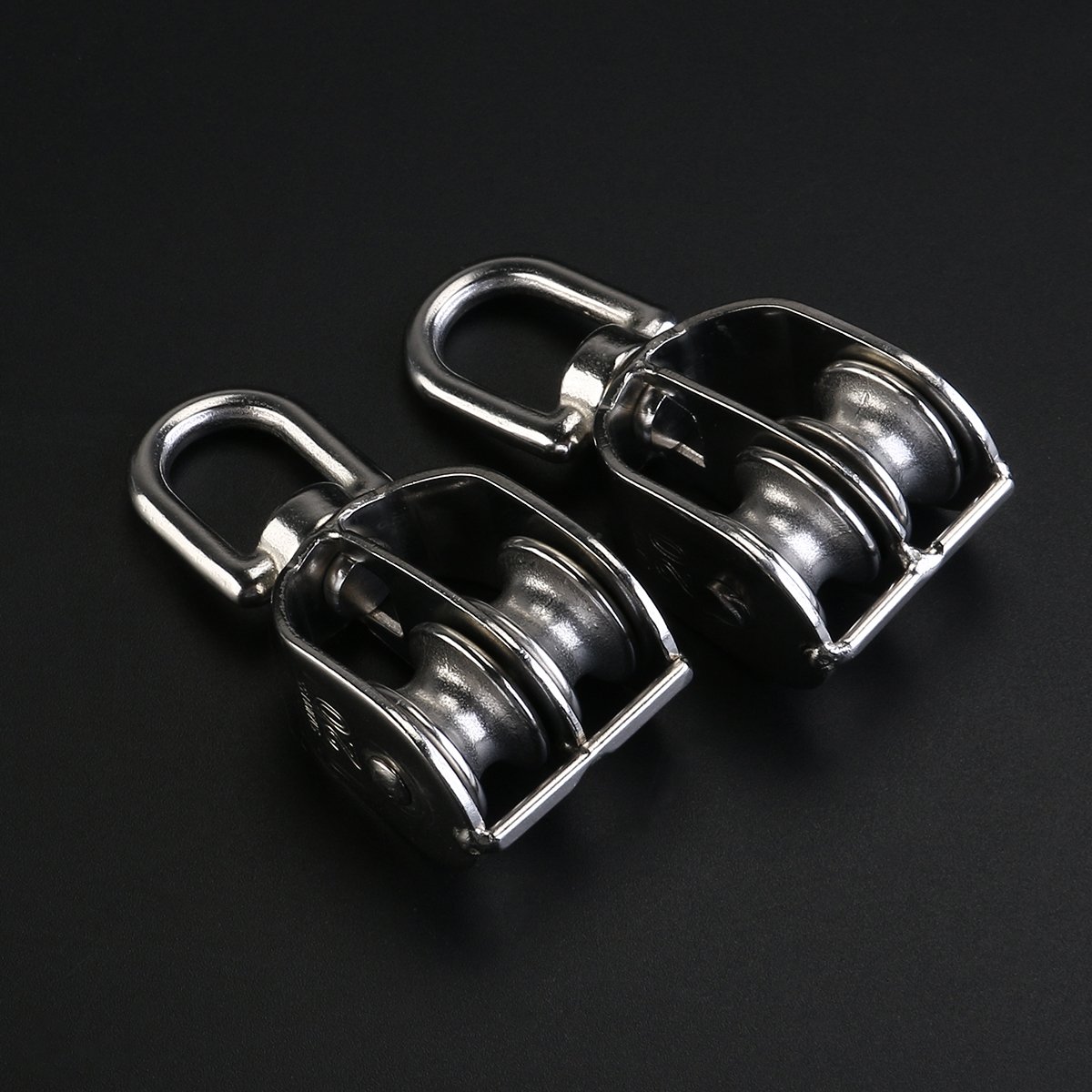 WINOMO Double Pulley Block 2pcs Stainless Steel 304 Double Swivel