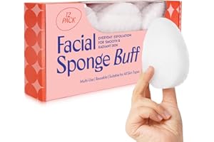 BERKLAND [12 Pack] Regular Exfoliating Facial Sponge for Face - Daily Cleansing Face Scrubber - Exfoliating Pads - Puf for Removing Makeup, Dirt, and Dead Skin - Reusable Face Pads Buf Dirt Away