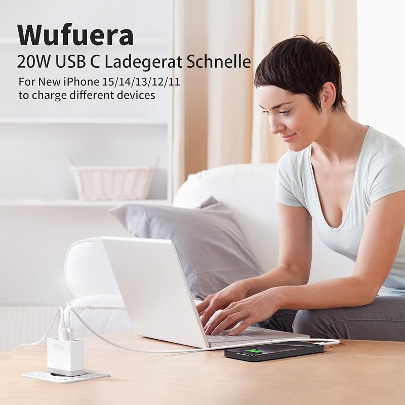 USB C Ladegerät, USBC Adapter Netzteil 20W for iPhone 16 15 14 13 12 11 Pro Max SE XS XR 8 Plus, Galaxy S23/S22/S21, Netzstecker USB Stecker Mehrfach Charger Handy Ladestecker Wufuera — Foto 7 von 7