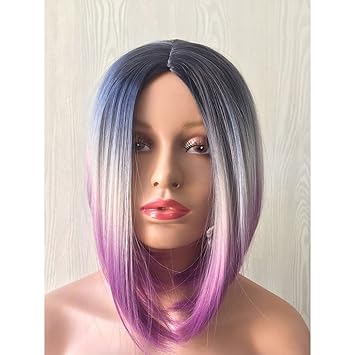 Amazon Com Short Wig Hair Ombre Silver Gray Wigs For Women Black
