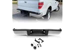 TUSDAR Rear Bumper Assembly Fits for 2009-2014 Ford F150 F-150 Styleside w/o Sensor Holes and w/o Tow Hitch Chrome Steel Bumpers One Piece Package FO1103160