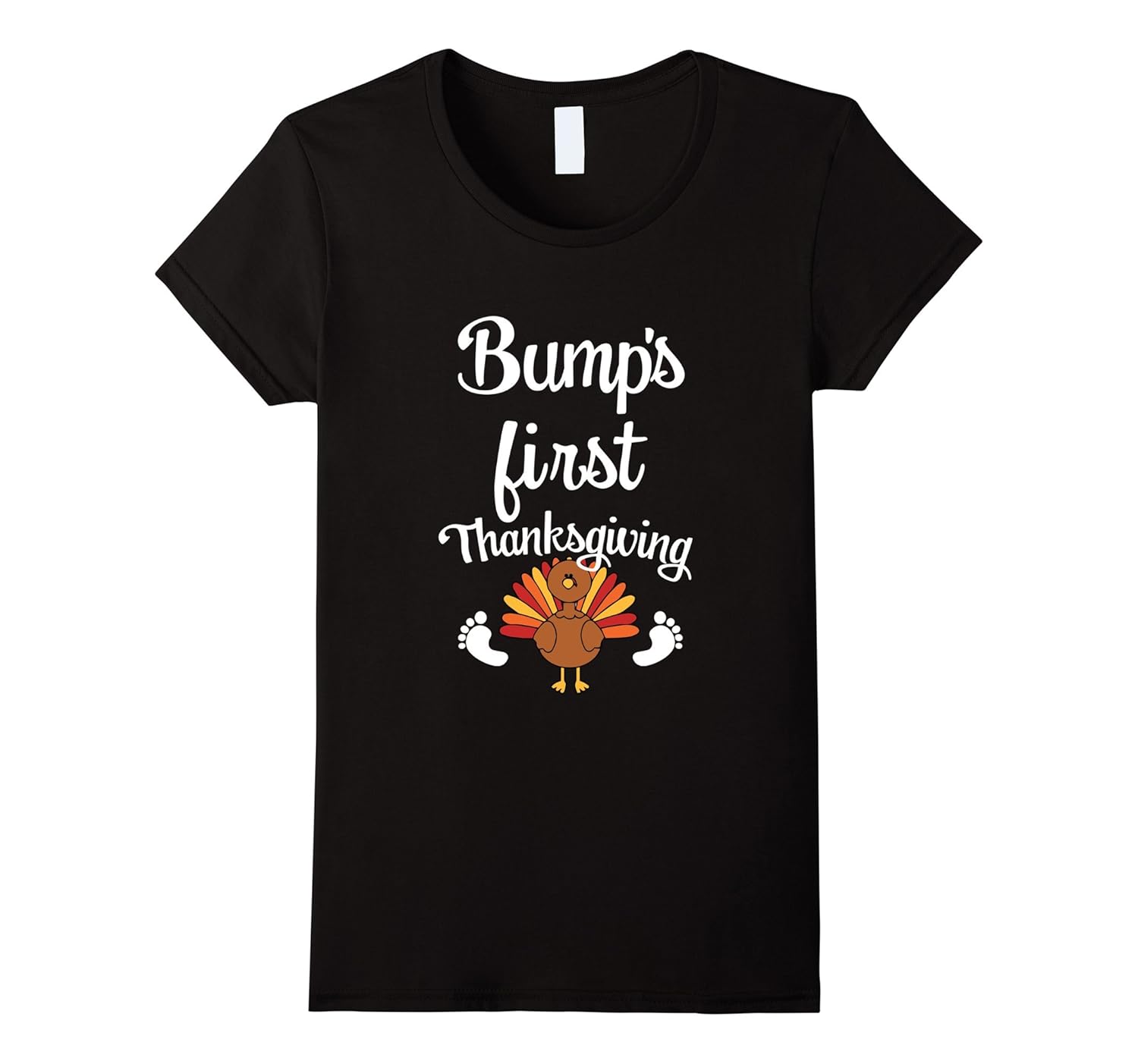 Womens Bump's First Thanksgiving Cute saying Women's Pregnant Shirt-ANZ