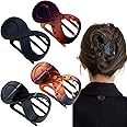 4 Pcs French Concord Flat Hair Clips, 3.35 Inch Curved Hair Claw Alligator Hair Clips Volume Strong Hold Banana Barrettes Hair Clamps Jaw Clips for Women