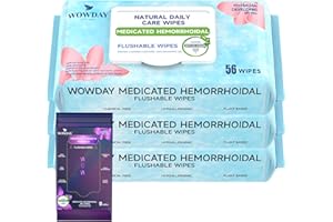Wowday Hemorrhoid Wipes Flushable - Witch Hazel Hemorrhoidal Wipes Hemorrhoidal Wipe for Instant Itchy Skin Relief with Pleio