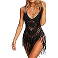 Ekouaer Beach Swimsuit Cover Up Women Crochet Bikini Coverups Summer Pool Swimwear Tassel Dress