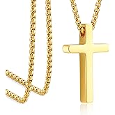 Monily Birthday Gifts for Dad Cross Necklace for Men Silver/Gold Stainless Steel Cross Chain Pendant Necklace for Mens Father's day gifts