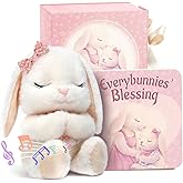 Baptism Gifts for Girl, Catholic Christening, Baby Dedication & Baptismal Gift Set for Baby Girls & Kids, with 9" Musical Praying Bunny Plush Toy & Everybunnies' Blessing Book in Keepsake Box