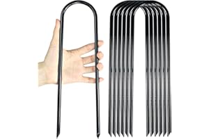 ZHHENIALY 12 Inch Heavy Duty Trampolines Wind Stakes Garden Stakes U-Shaped High Wind Steel Staples for Garden Landscaping, Tents, Soccer Goals (6)