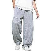 LuminBlaze Men’s Baggy Sweatpants with Elastic Drawstring Waist, Wide-Leg Casual Loose Cotton Joggers with Deep Pockets