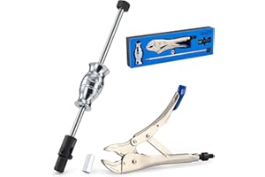 Orion Motor Tech Vise Grip Slide Hammer, 9.8 in Locking Pliers 2 lb Slide Hammer with Quick Release Swivel Connector, Locking Pliers Slide Hammer Set for Nail Bolt Pin Seal CV Axle Removal