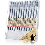 XSG Black Gel Pens[0.5mm]，Extra fine point pens Ballpoint pens For japanese Office School Stationery Supply 12 Packs