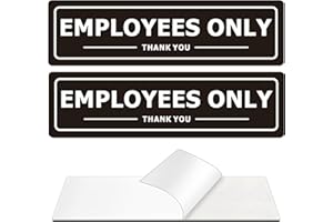 MONGFUN Employees Only Sign - 2 Pack Office Door Signs for Business Store Wall - Aluminum Metal with Strong Self Adhesive (Black/White, 7" x 2")