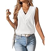 APOOU Womens Tank Tops Sleeveless Layers V Neck Shirts Casual Summer Vest Chiffon Blouses Clothes