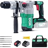 DCA 20V MAX Brushless Rotary Hammer Drill, 4.5 Joule, 3800BPM, 1-1/8 Inch SDS-Plus, Cordless Heavy Duty Rotary Hammer Drill with Vibration Control, 5.0Ah Battery, 4A Fast Charger and Safety Clutch