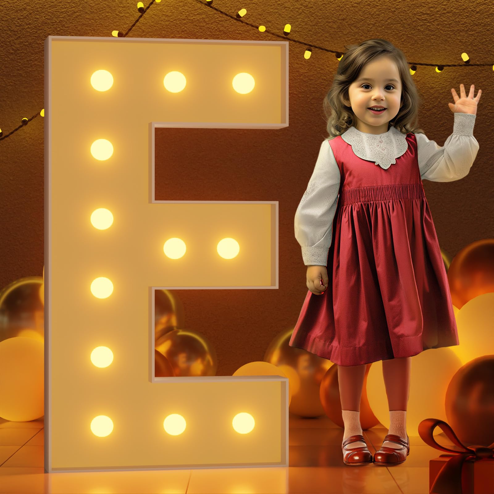 Photo 1 of imprsv 4FT Marquee Light Up Letters E, Large Light Up Letters for Baby Shower Anniversary Wedding Room Decor, Big Letters for Party Decoration, Letters with Lights, Foam Letters, Kids' Mosaic Kits