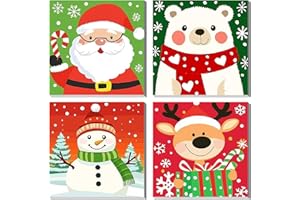 ZENDIYO Lot de 4 kits de peinture par numéros de Noël pour adultes sur toile avec encadrés, kits de peinture par numéros pour