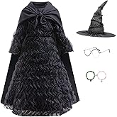 ADREIT Kids Halloween Costume Dress Girls Witch Costume Dresses Cosplay Birthday Party Outfit With Glasses and Pointed Hat