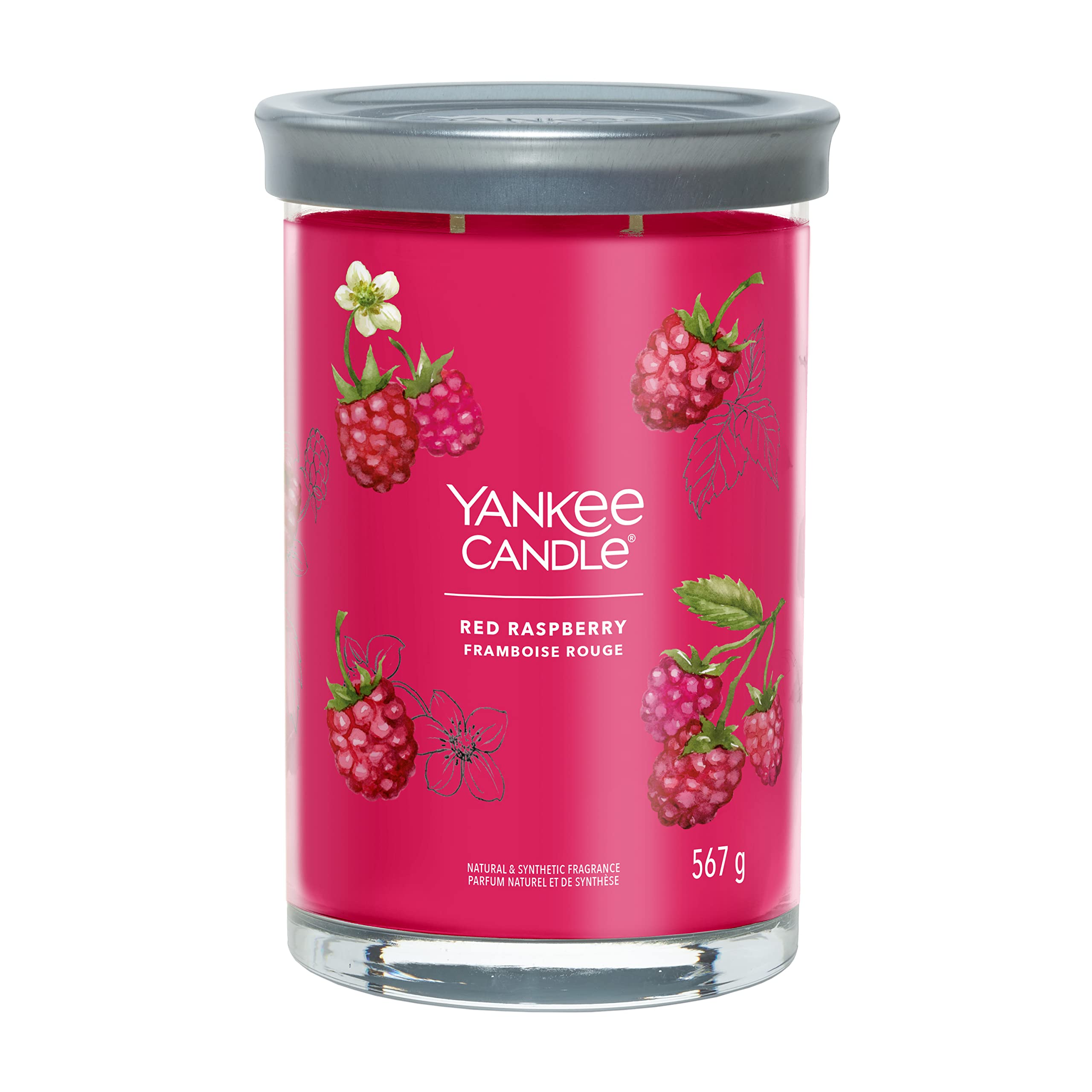 Yankee Candle Signature Scented Candle, Red Raspberry Large Tumbler Candle with Double Wicks, Soy Wax Blend Long Burning Candle, for Women