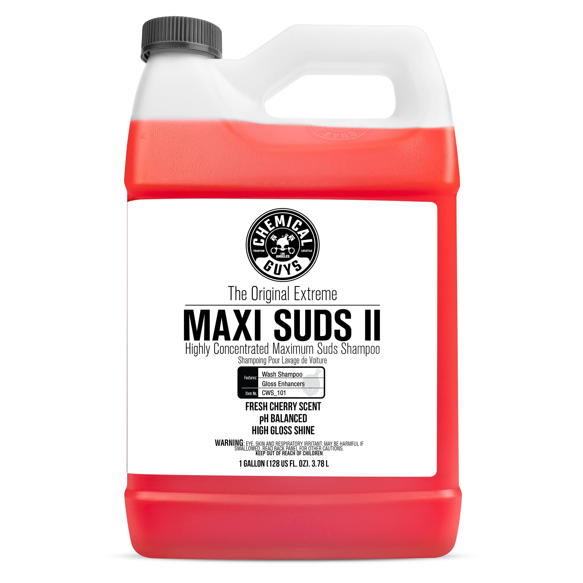 Photo 1 of ***MISSING PARTS*** Chemical Guys CWS_101 Maxi-Suds II Foaming Car Wash Soap (Works with Foam Cannons/Guns or Bucket Washes) Safe for Cars, Trucks, Motorcycles, RVs & More, 128 fl oz (1 Gallon), Cherry Scent