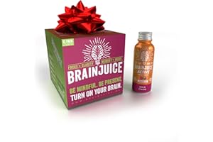 BrainJuice Active Focus & Energy Drink Shots, Supports Endurance, Recovery & Clarity, Non-GMO, Gluten Free, Nootropics, Alpha GPC, B Vitamins & Organic Green Tea, Pomegranate Acai, 2.5 fl oz, 12 Pack