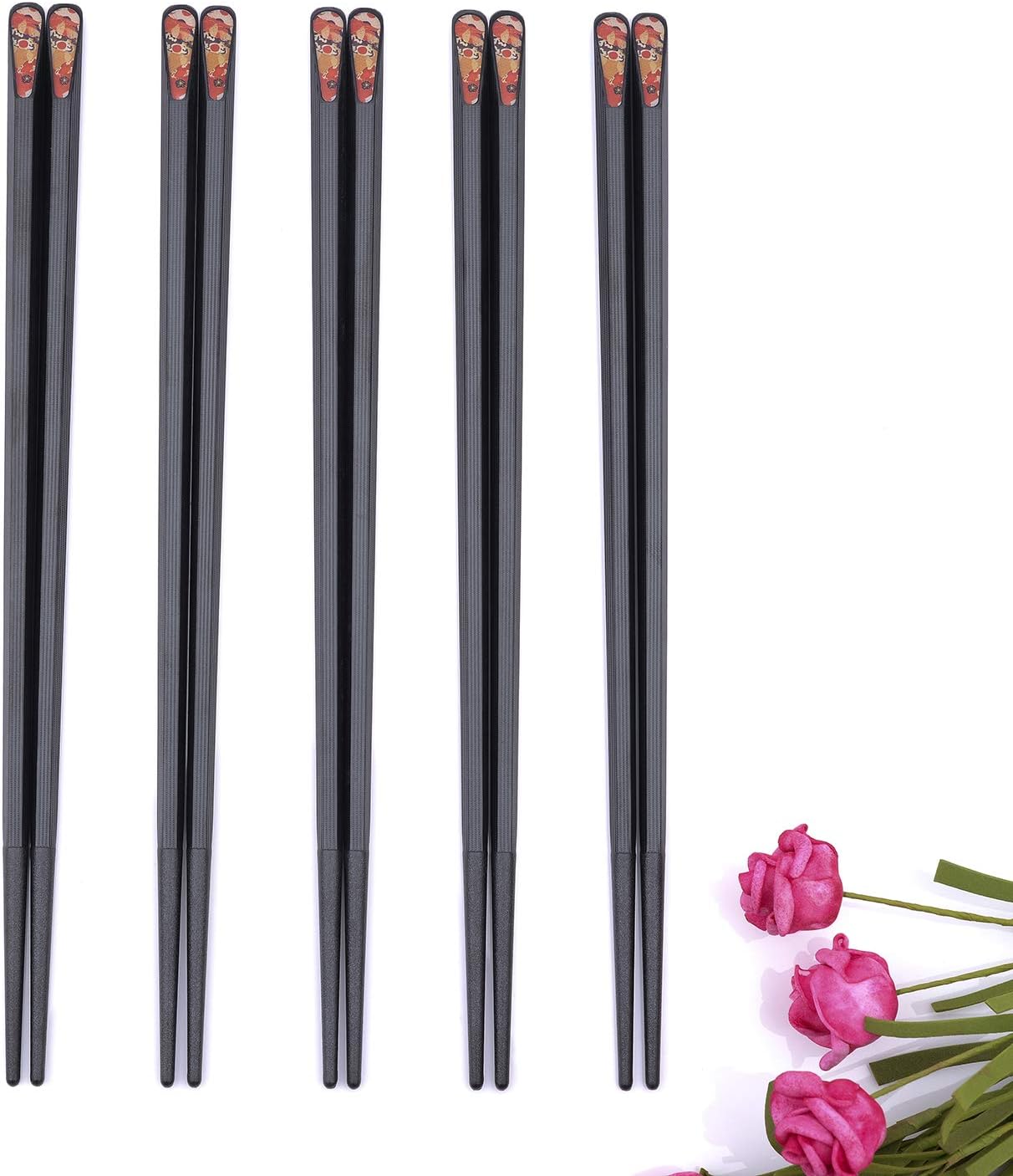 Royal Gold Chopstick Set Osho 5 pairs of Dishwasher Safe Reusable