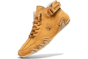 FLYLAND Men's Casual Leather Fashion Sneakers Ankle Chukka Boots Slip On Lightweight Loafers Walking Driving Shoes