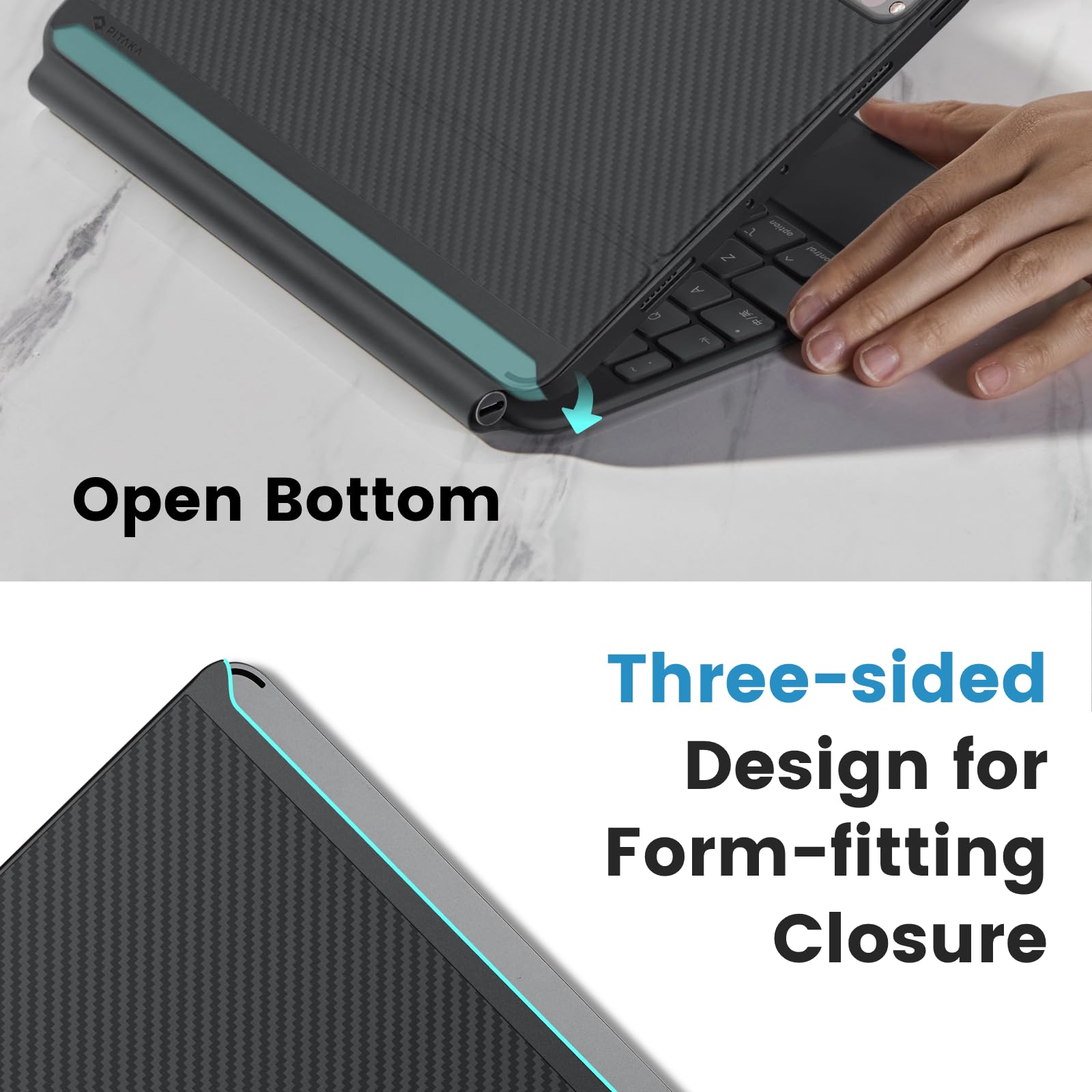 PITAKA iPad Pro 12.9 Case 5th Generation/6th Generation (2022/2021), Magic Keyboard Compatible Case, Aramid Fiber, Black/Grey