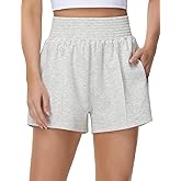 THE GYM PEOPLE Women's High Waist Sweat Shorts Summer Athletic Lounge Short with Zipper Pockets