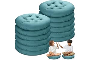 Fumete 12 Pcs Floor Pillows Cushions Seating 16 x 16 Inches Color Round Seat Reading Floor Chair Cushions for Kids Adults Classroom Home School Playing Supplies(Peacock Blue)
