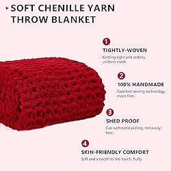 L'AGRATY Chunky Knit Blanket - Soft Chenille Yarn