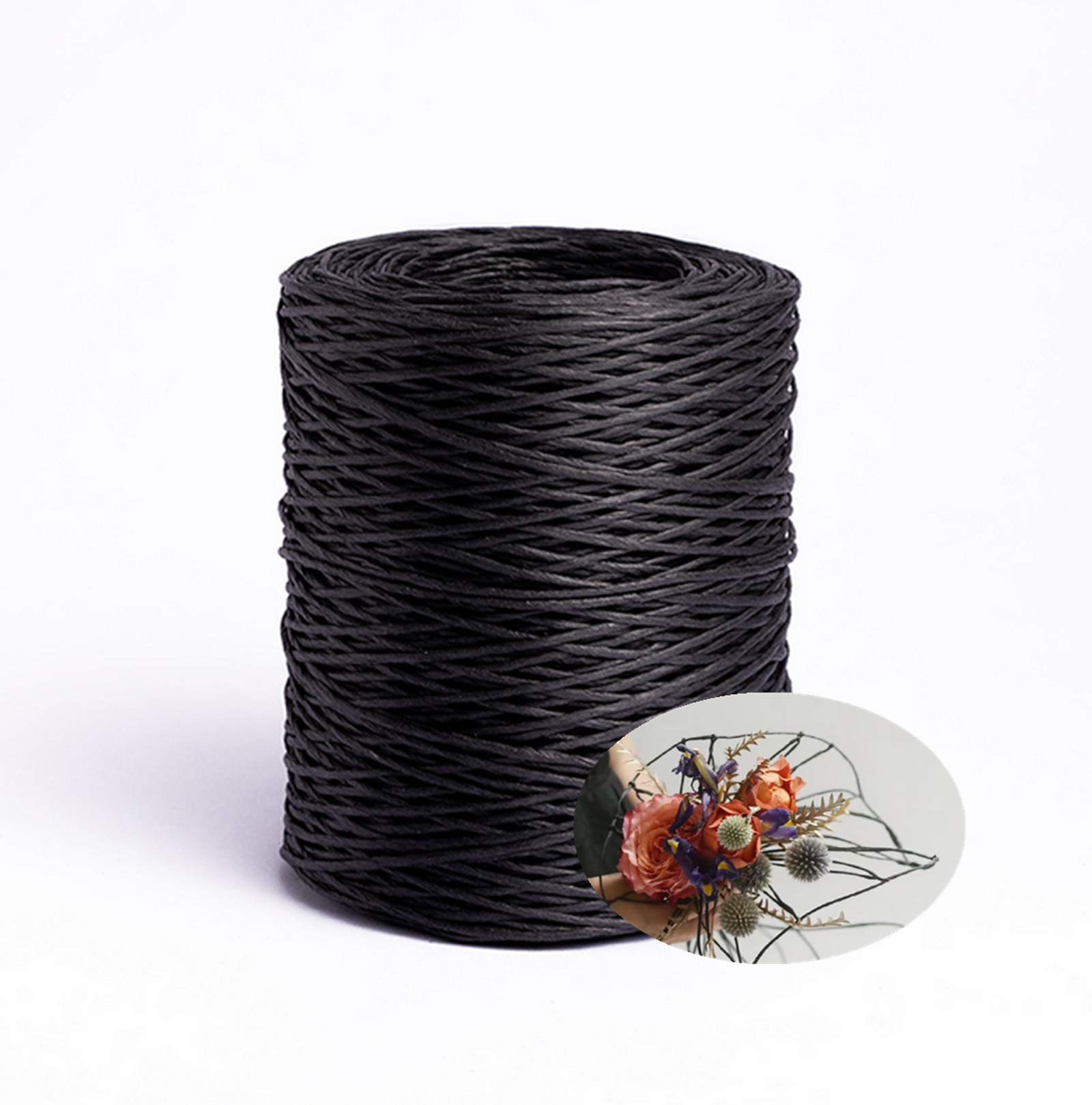 656 Feet Floral Wire,2mm Floral Bind Wire Wrap Twine,Paper Covered Wire Rustic Vine Wire for Floral Arrangements, Flower Crowns, Grapevine Wreath Making, Wedding Decorating, DIY Projects(Black)