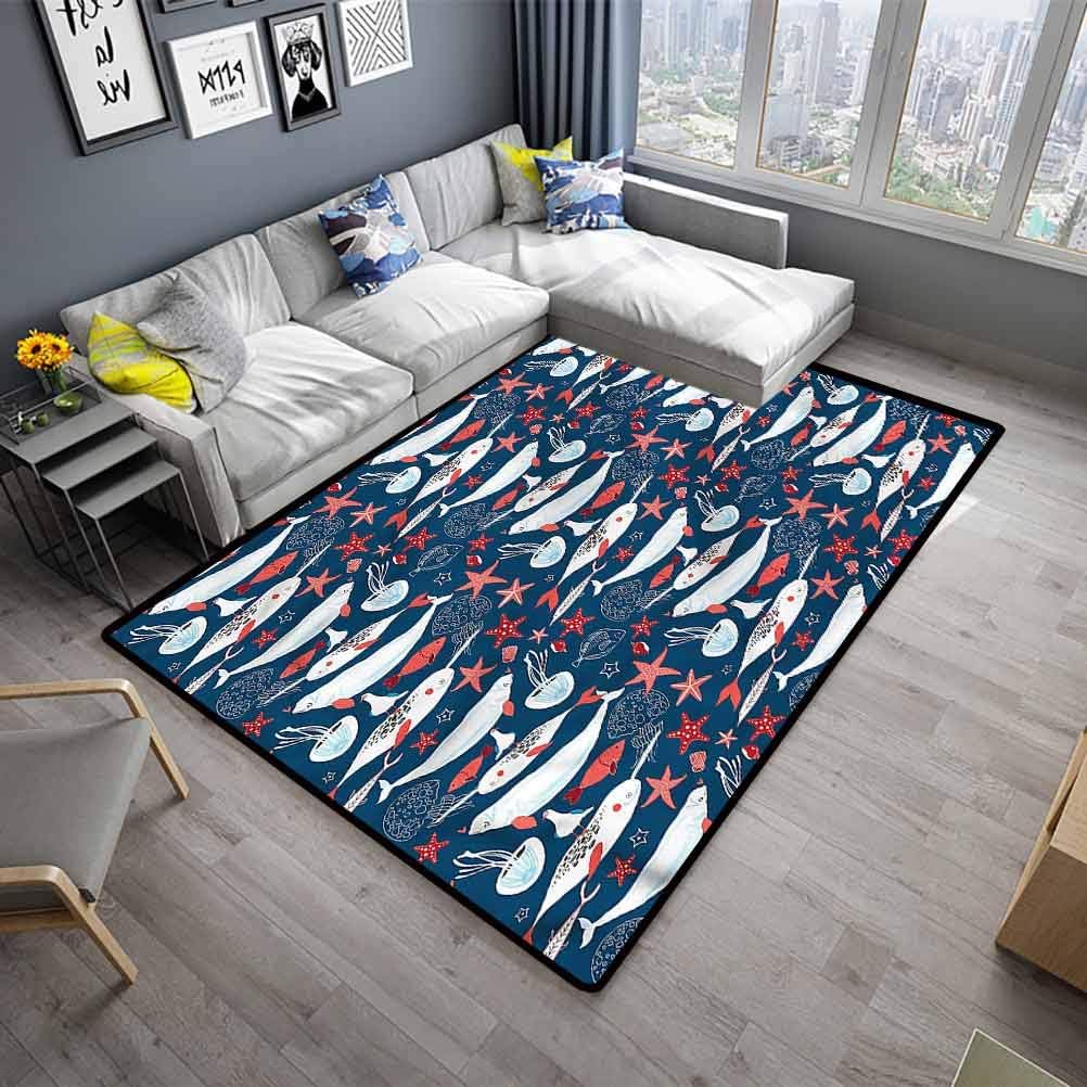 Rug Pad Narwhal Entryway Rug Arctic Ocean Fauna (5'x8')