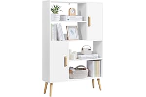 Yaheetech Bookshelf, 4-Tier Bookcase with Storage Cabinet, Modern Display Shelf Storage Organizer Bookshelf with Open Storage