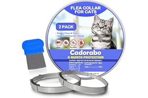 CADORABO Flea and Tick Collar for Cats Kittens, 8 Months of Cat Flea Collar Protection 2 Collars Made with Premium Plant Based Essential Oil Waterproof and Natural Treatment Prevention Free Comb