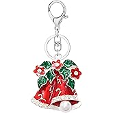 Dreuyet Christmas Keychain Rhinestone Crystal Christmas Tree Santa Purse Bag Handbags Charms for Women Lady Friends
