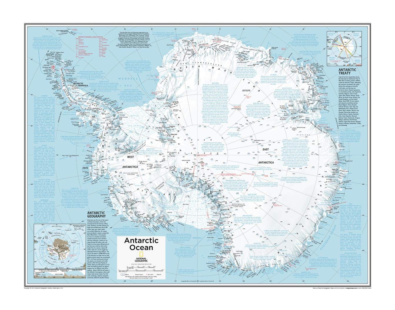 National Geographic: Antarctica Wall Map - 28 x 22 inches - Laminated