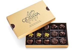 GODIVA CHOCOLATIER Godiva Gold Dark Chocolate Gift Box, Belgian Dark Chocolates with Pralinés, Ganaches & Caramels, Gourmet Gift for Birthdays, Holidays, Non-GMO & Kosher, 15 Pc