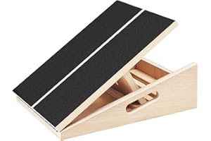 Professional Wooden Slant Board - Adjustable Incline Board and Calf Stretcher Extra Side-Handle Design for Portability 5 Posi