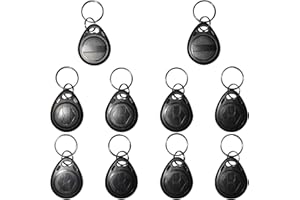 XIXEI 10 pcs Writable 125kHz RFID Keyfob Proximity ID HID and AWID Card Token Tag Rewritable T5577/CET5577 Universal Black Blank Tags