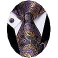 YourTies Paisley Tie Sets Floral Necktie Handkerchief Cufflinks Set Silk Woven Ties Business Wedding Party
