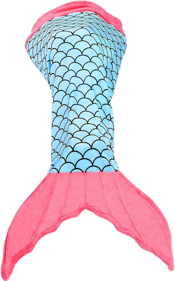EuHigh Mermaid Tail Blanket Kids Soft Comfy Flannel Fine Sewing Thick Warm Sofa Bed Camping Office Sleeping Bag Four Seasons Gift for Teen
