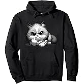 Funny Cat Middle Finger Sarcastic Sassy Grumpy Statement Pullover Hoodie