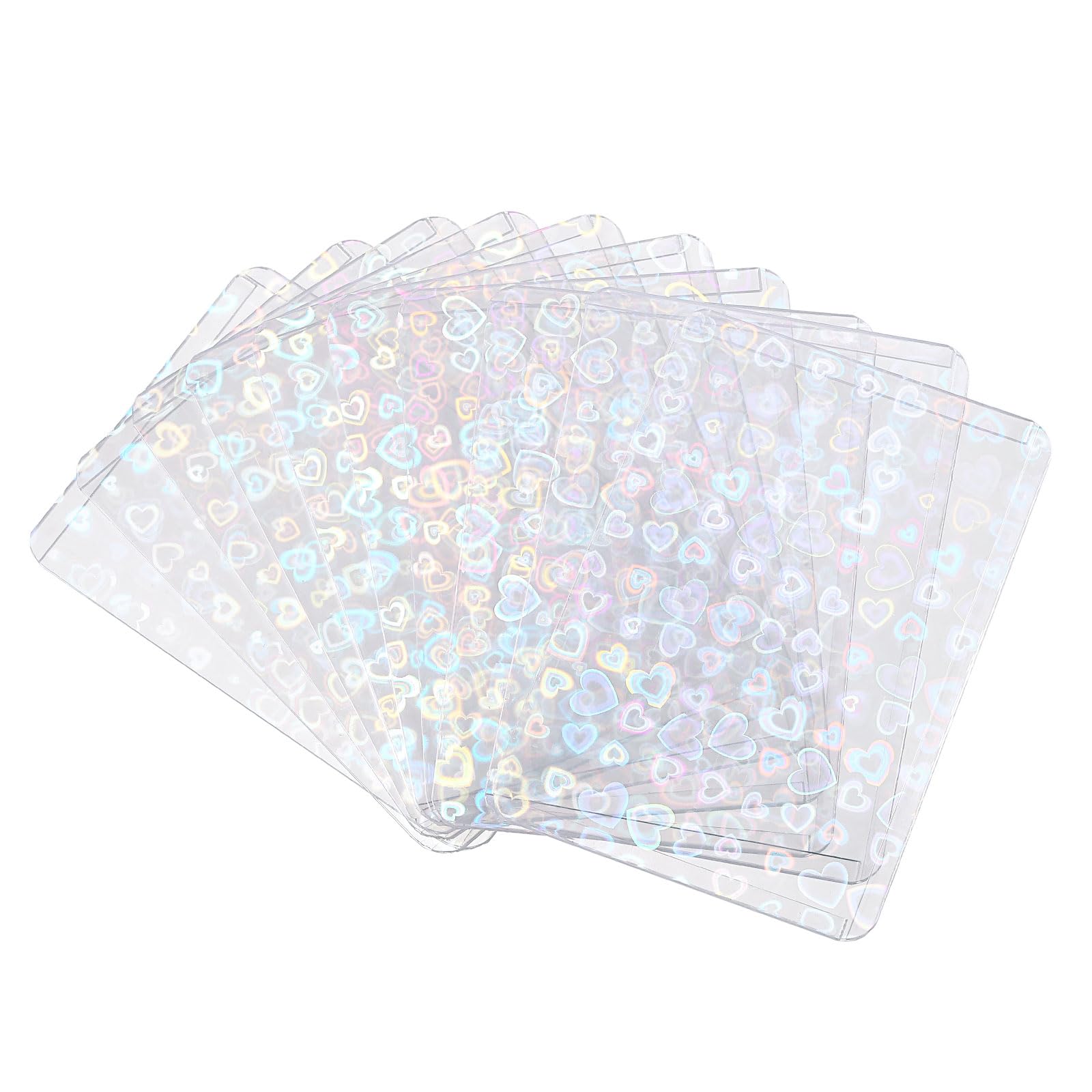 sourcing map 10Pcs Photocard Holder, Holographic Clear Card Sleeves, Photo Protector Shield Cover for Trading Cards Decoration, Side Opening Small Heart