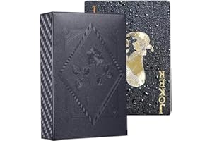 XINGZHE Deck of Cards Waterproof Playing Cards Smooth Durable Cool Plastic Poker Cards for Outdoor Camping Pool Beach Casino Poker Card Games – Splashproof & Washable Stocking Stuffers for Men Black