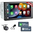 7In Double Din Car Stereo Wireless CarPlay Wireless Android Auto, Android 2+32G Touchscreen Car Radio Head Unit with Bluetooth, DSP, WiFi,Rearview Backup Camera