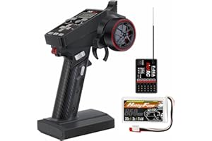 Hobby Fans RC Radio System 6CH 2.4G RC Transmitter with Receiver and 7.4V 850mAh Lipo Battery Anti-Jamming Remote Controller 