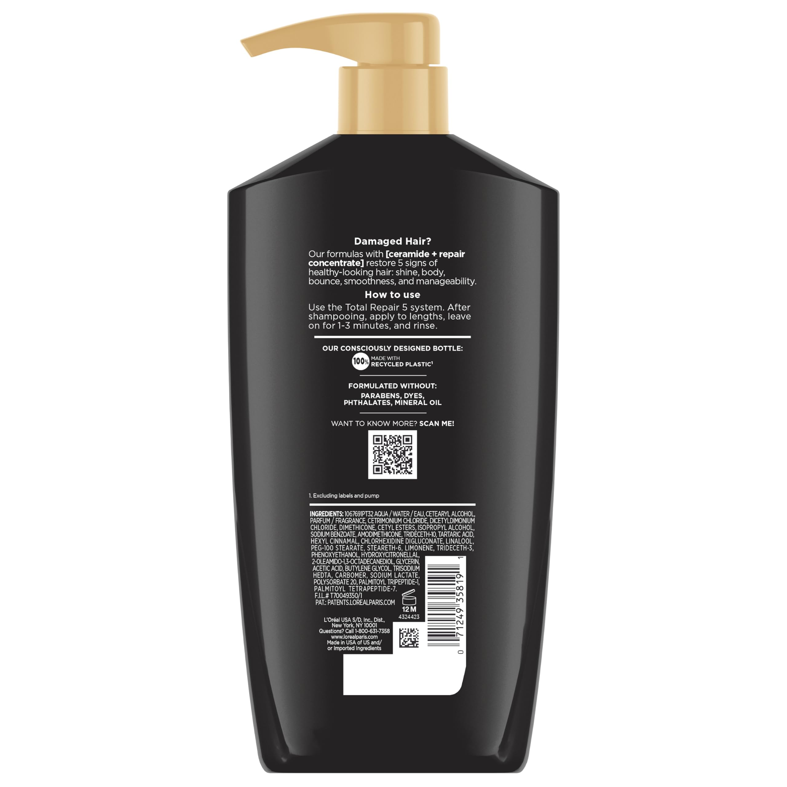 L'Oreal Paris Elvive Total Repair 5 Repairing Conditioner for Damaged Hair Conditioner with Protein and Ceramide for Strong Silky Shiny Healthy Renewed Hair 28 Fl Oz(Packaging May Vary)